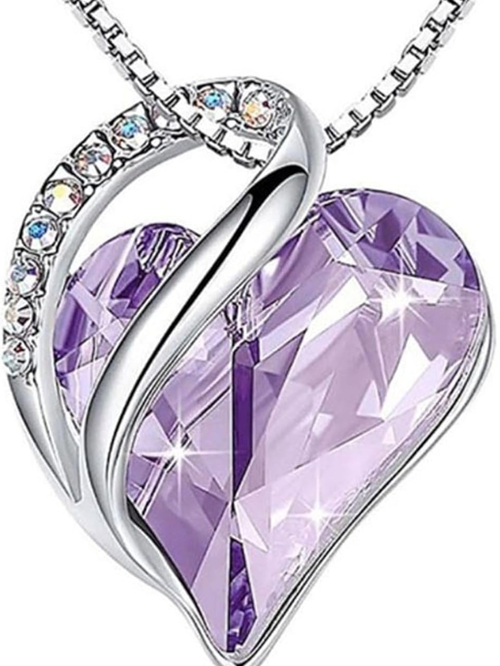 Infinity Love Heart Pendant Necklace - June Birthstone Alexandrite